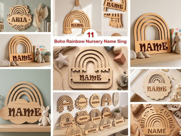 Download Laser Cut Boho Rainbow Blank Name Sign - Boho Collection