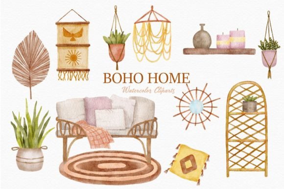 Download Boho Home Things Clipart Sofa Plant Pot - Boho home Collection