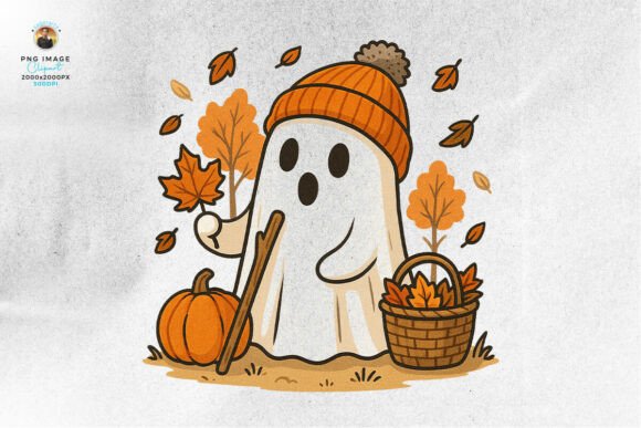 Download Cute Halloween Autumn Ghost Clipart PNG - Autumn ghost clipart Collection