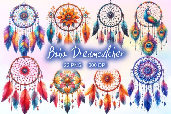 Download Watercolor Boho Dreamcatcher Clipart PNG - Boho Collection