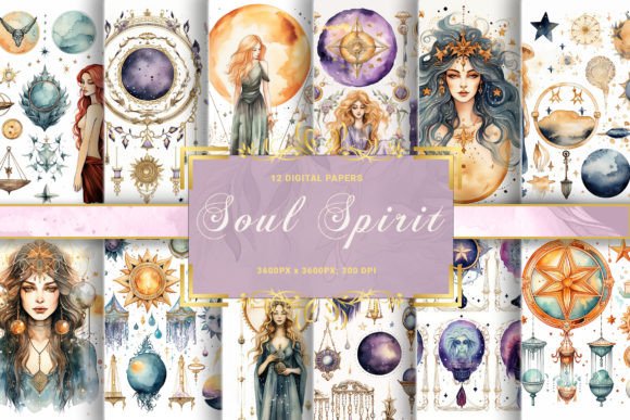 Download Watercolor Boho Celestial Crystal Witchy - Boho Collection