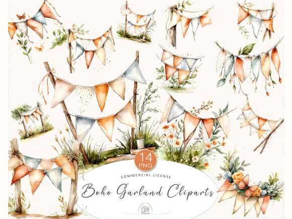 Download Boho Garland Clipart PNG Set - Boho Collection
