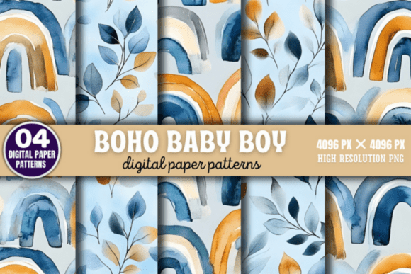 Download Boho Baby Boy Pattern Digital Background - Boho Collection
