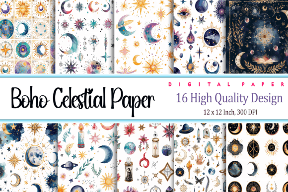Download Boho Celestial Paper Watercolor - Boho Collection