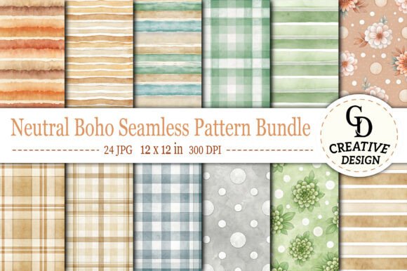 Download Neutral Boho Seamless Pattern Bundle - Boho Collection