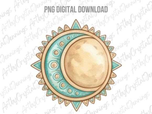 Download Watercolor Boho Celestial Sun Moon PNG - Boho Collection