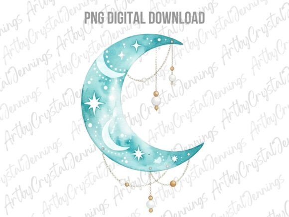 Download Celestial Watercolor Boho Moon PNG - Boho Collection