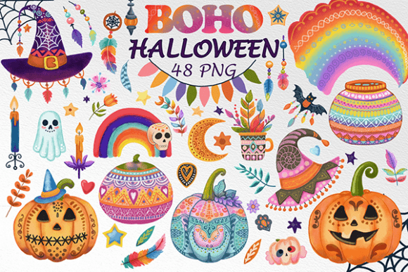 Download Boho Halloween Clipart Bundle | PNG - Boho Collection