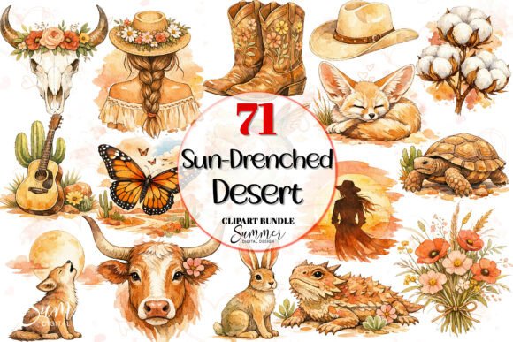 Download Sun-Drenched Desert Western Boho Clipart - Premium Bundle