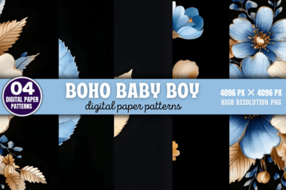 Download Boho Baby Boy Pattern Digital Background - Boho Collection