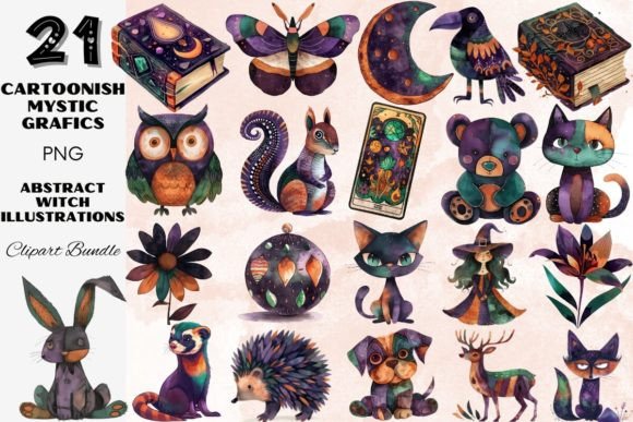 Download Abstract Cartoonish Mystic Animal Witch - Premium Bundle