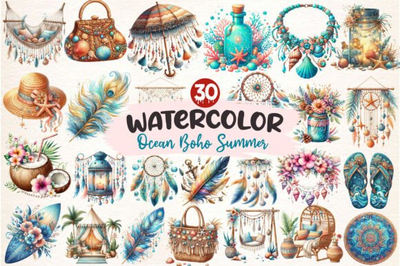 Download Ocean Boho Summer Clipart - Boho Collection
