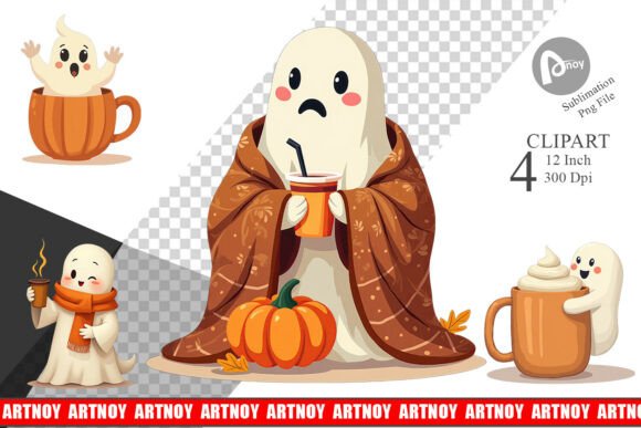 Download Boho Pumpkin Ghosts Clipart - Boho Collection