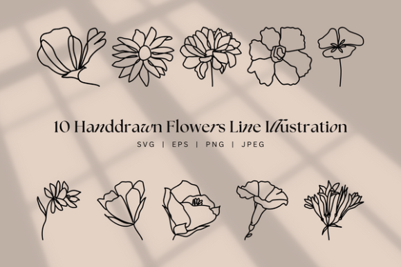 Download Handdrawn Flower Line Art, Floral Boho - Boho Collection