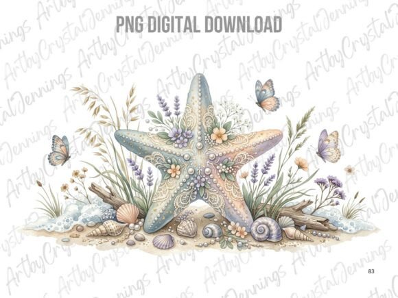 Download Watercolor Boho Starfish Beach PNG - Boho Collection