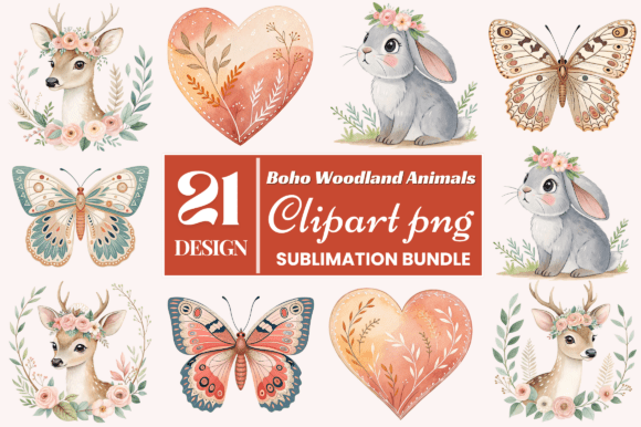 Download Boho Woodland Animals Clipart PNG Bundle - Boho Collection