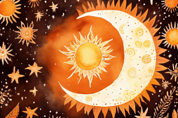 Download Boho Celestial Sun and Moon Watercolor - Boho Collection