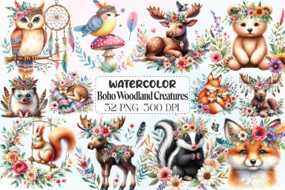 Download Sweet Boho Woodland Creatures Animals - Boho Collection