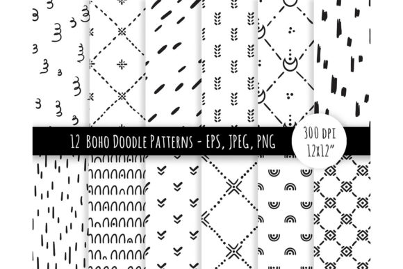 Download Boho Doodle Digital Paper or Pattern Set - Boho Collection